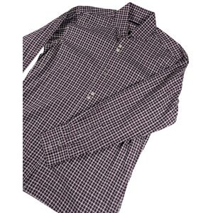 Bogosse Purple White Gingham Button Down Shirt Sz 4 TEO D55